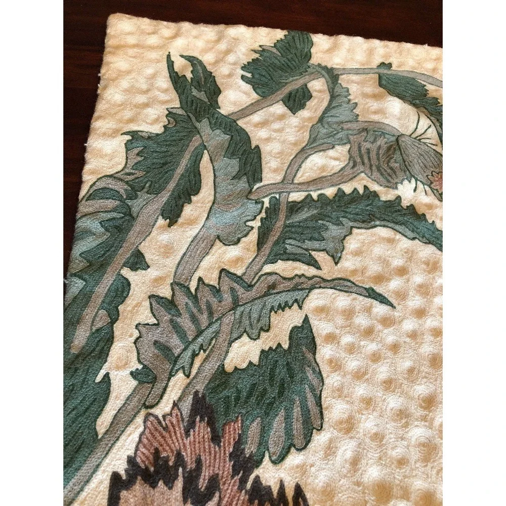 Embroidered Wall Hanging Art Modern Floral Boho Decor Andraab Textiles‎ Lg Wool