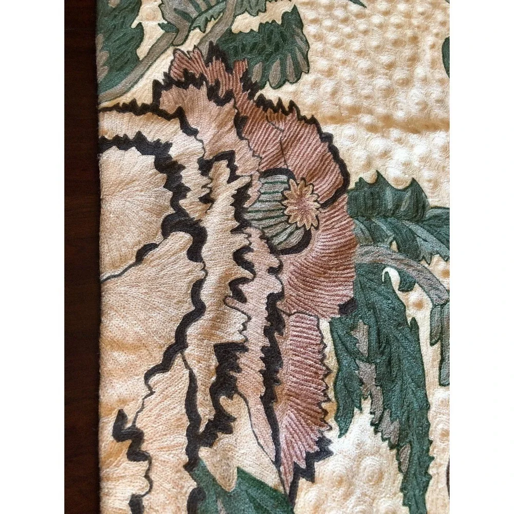Embroidered Wall Hanging Art Modern Floral Boho Decor Andraab Textiles‎ Lg Wool