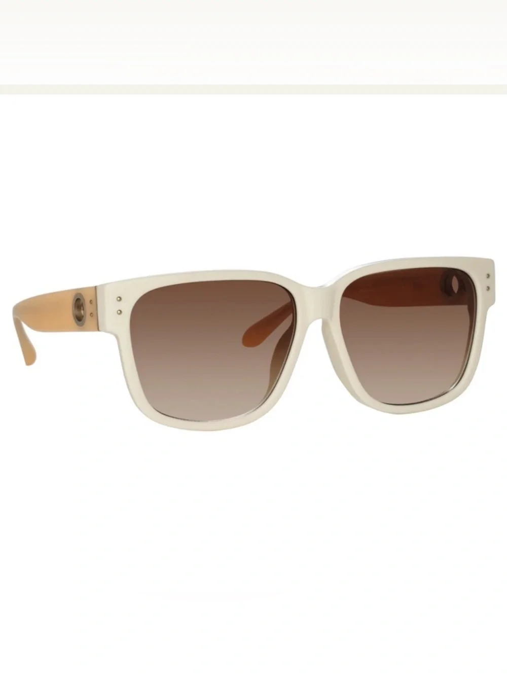 Linda Farrow Perry D Frame Sunglasses White Acetate Oversized MSRP $540