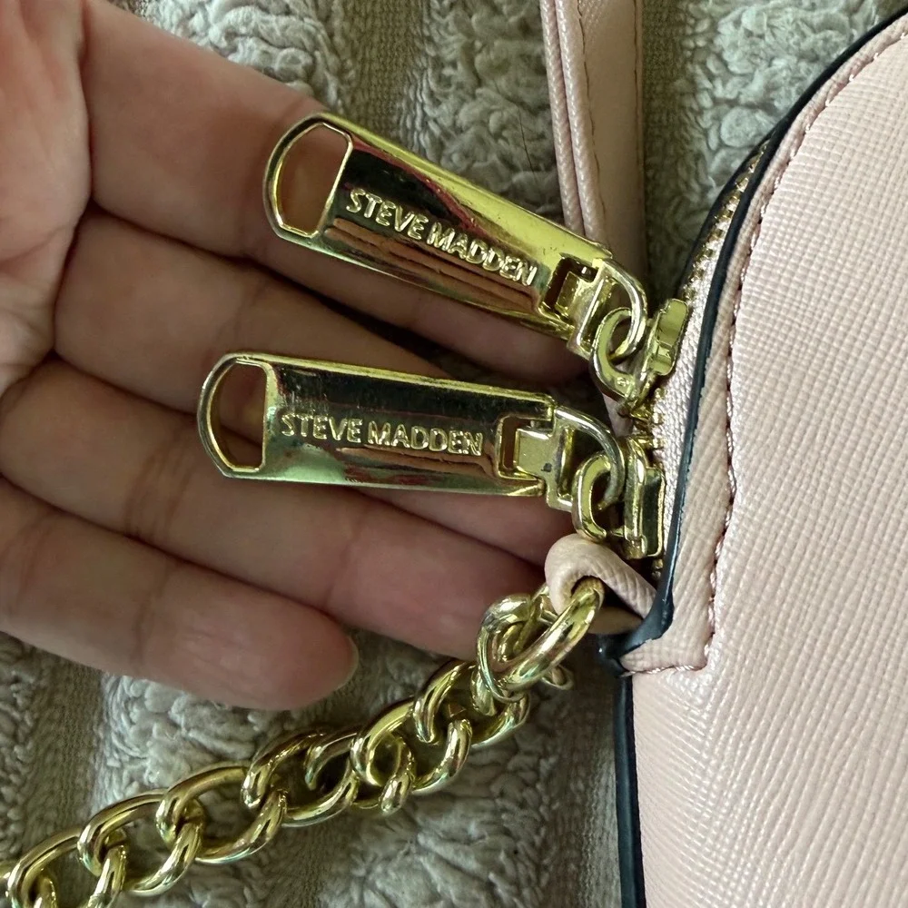 Steve Madden Crossbody Bag Bundle Pink Brown Handbags with Logo Straps 3pc Set