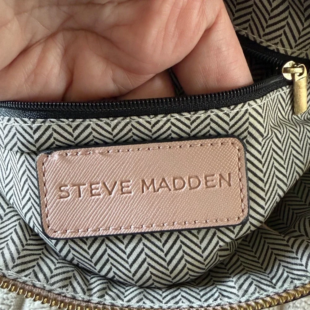 Steve Madden Crossbody Bag Bundle Pink Brown Handbags with Logo Straps 3pc Set