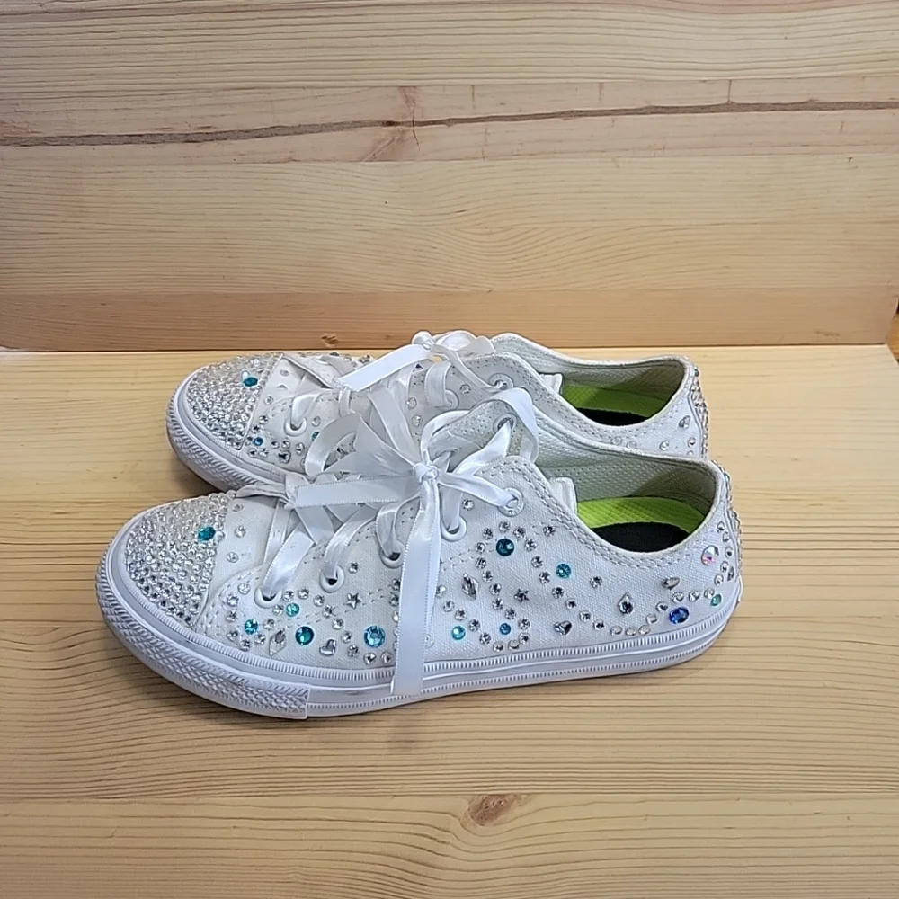 Crystal embellished converse shoes Youth size 3