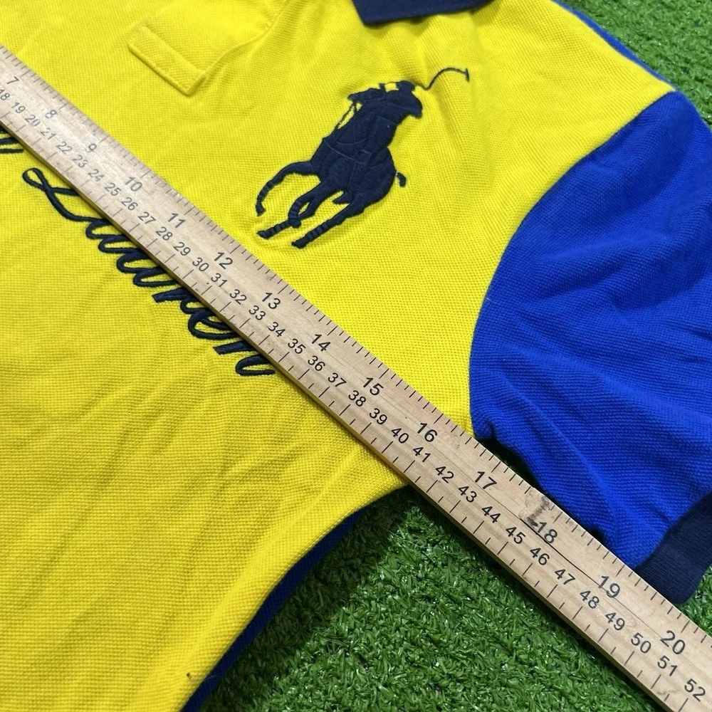 Kids Polo Ralph Lauren Color Block Polo Youth Med 10/12 Rare Big Pony #3 Yellow