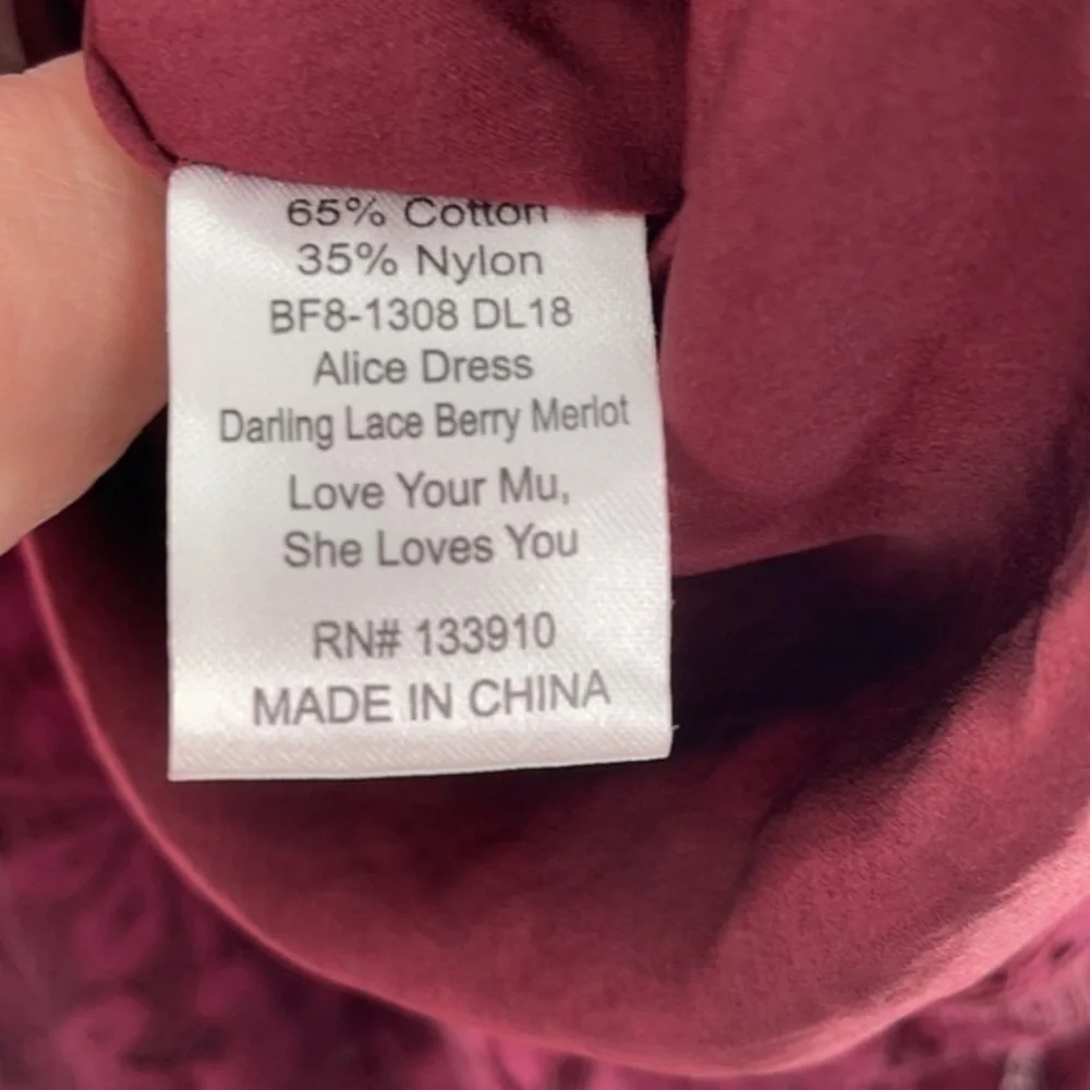 SHOW ME YOUR MUMU ALICE lace berry merlot dress