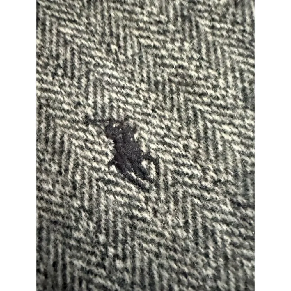Polo Ralph Lauren Reversible Lambswool Red Plaid Grey Herringbone Scarf