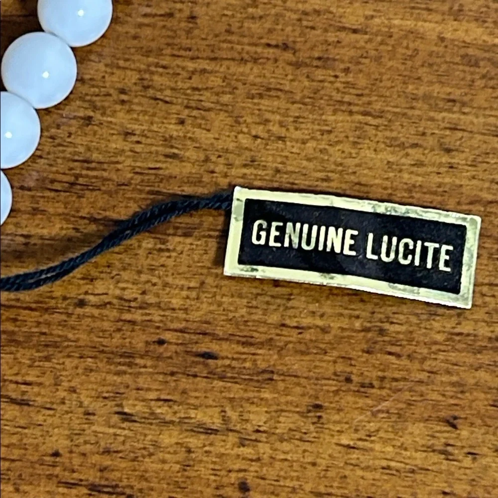 Vintage 1950-60s Genuine Lucite White Aurora Borealis Iridescent Beaded Necklace
