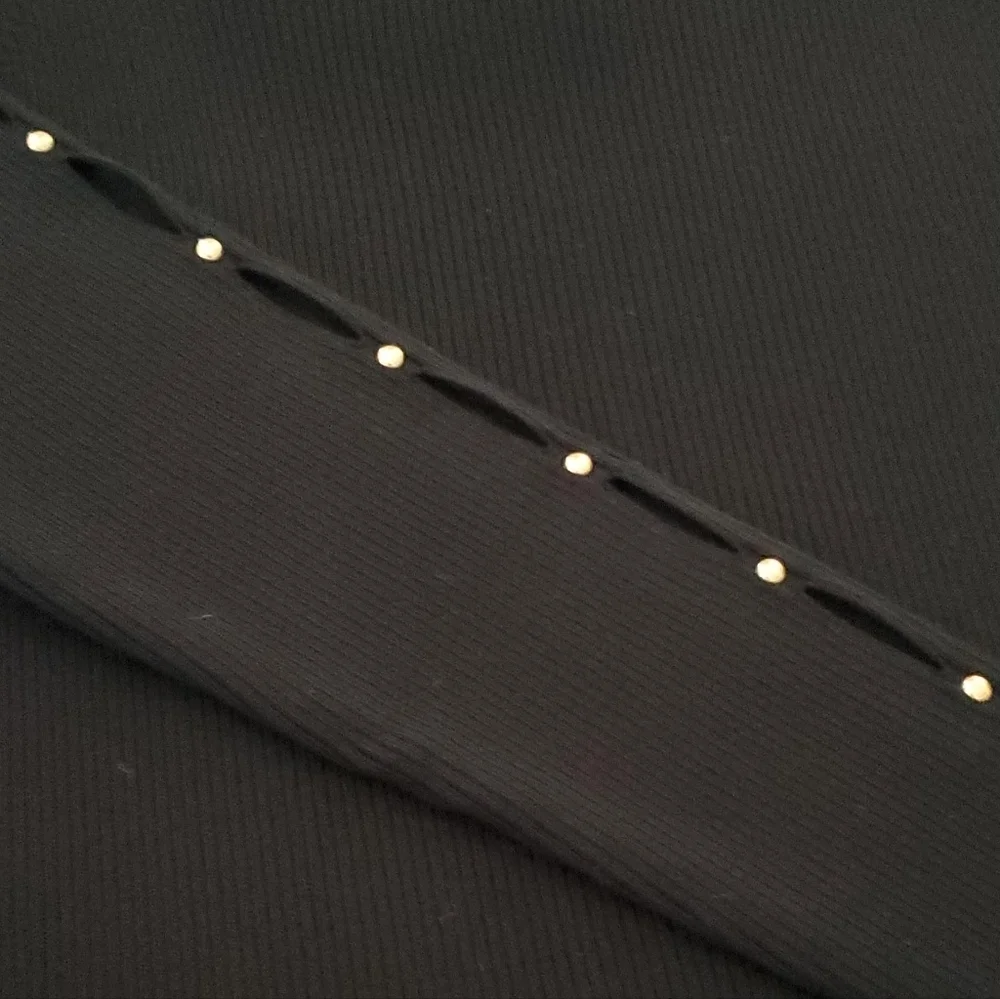 White House Black Market Black Cowl Neck Sweater Button Sleeve Details Size M