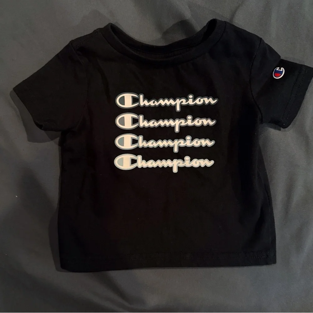 Champion Kids Tee with Logo Repeats - Black