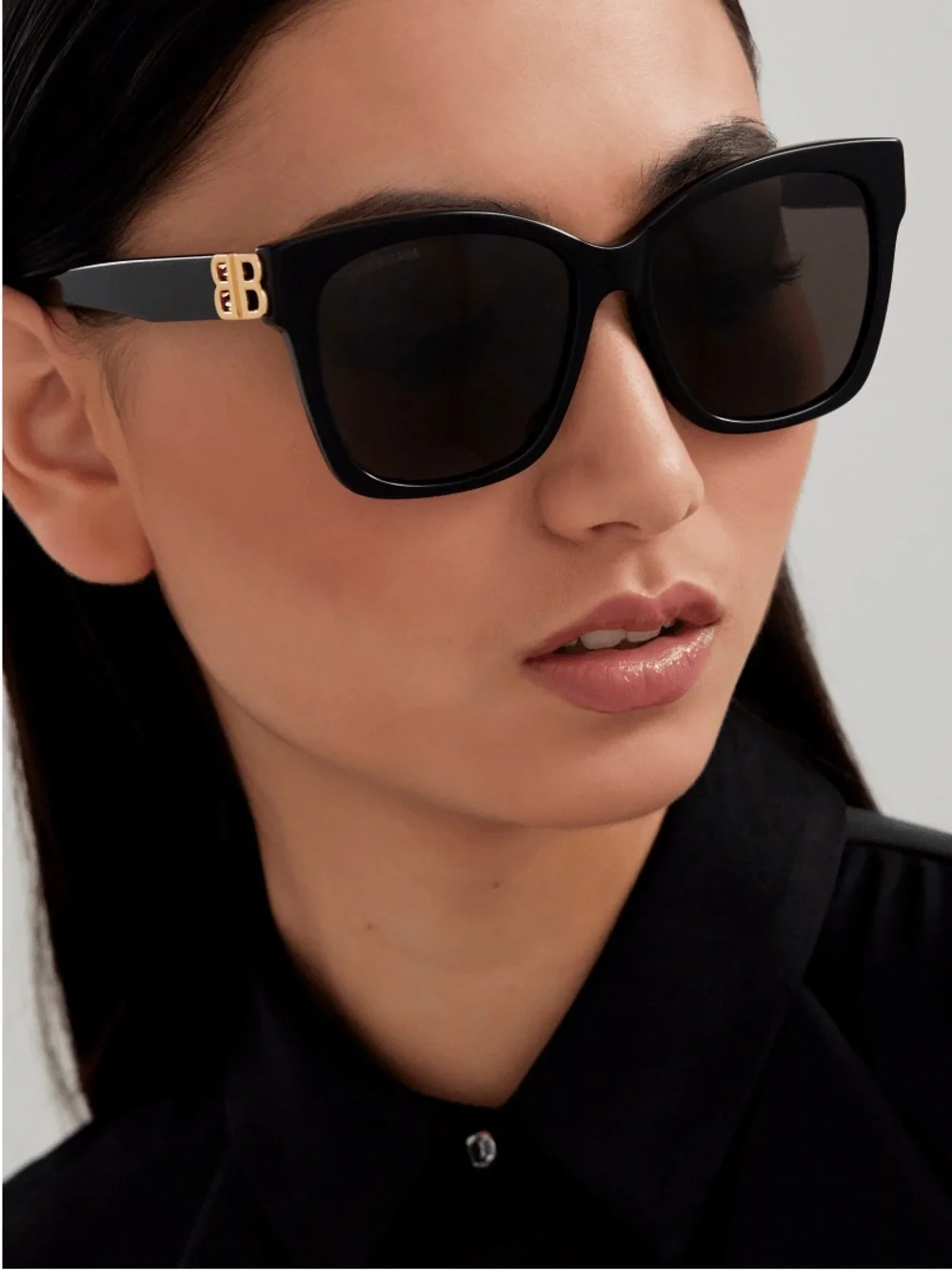 New Balenciaga BB0102SA Square Sunglasses Havana