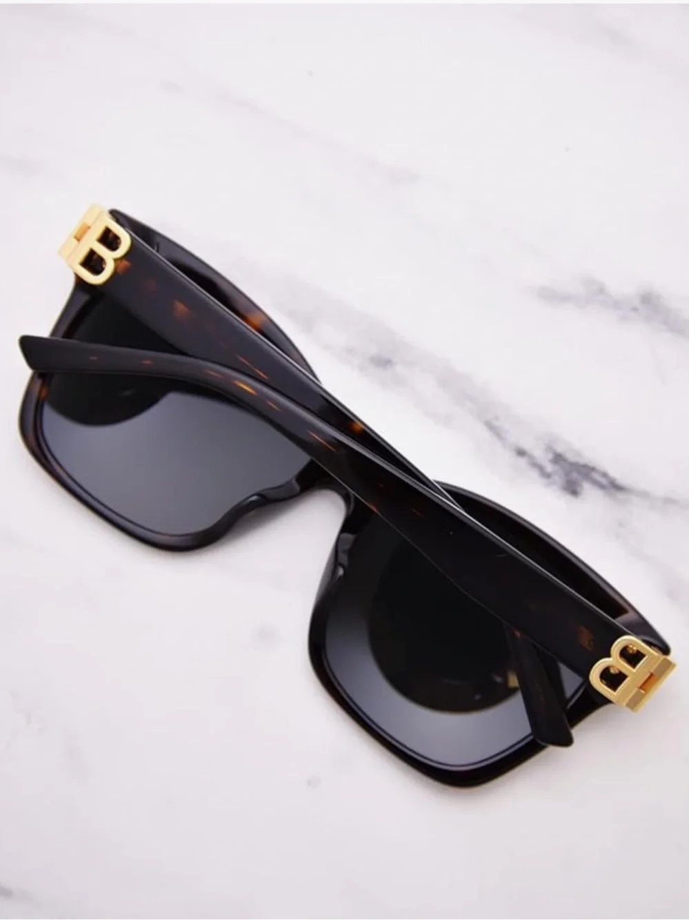 New Balenciaga BB0102SA Square Sunglasses Havana