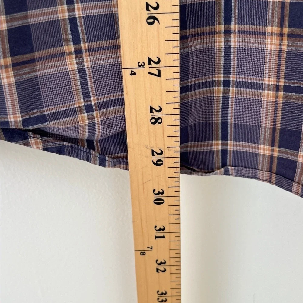 J. Crew Navy and Tan Plaid Casual Shirt Large