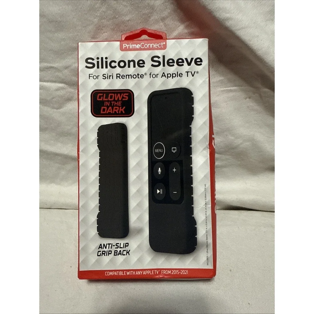 PrimeConnect Silicone Sleeve Siri Remote For Apple Tv , Black Glow In The Dark
