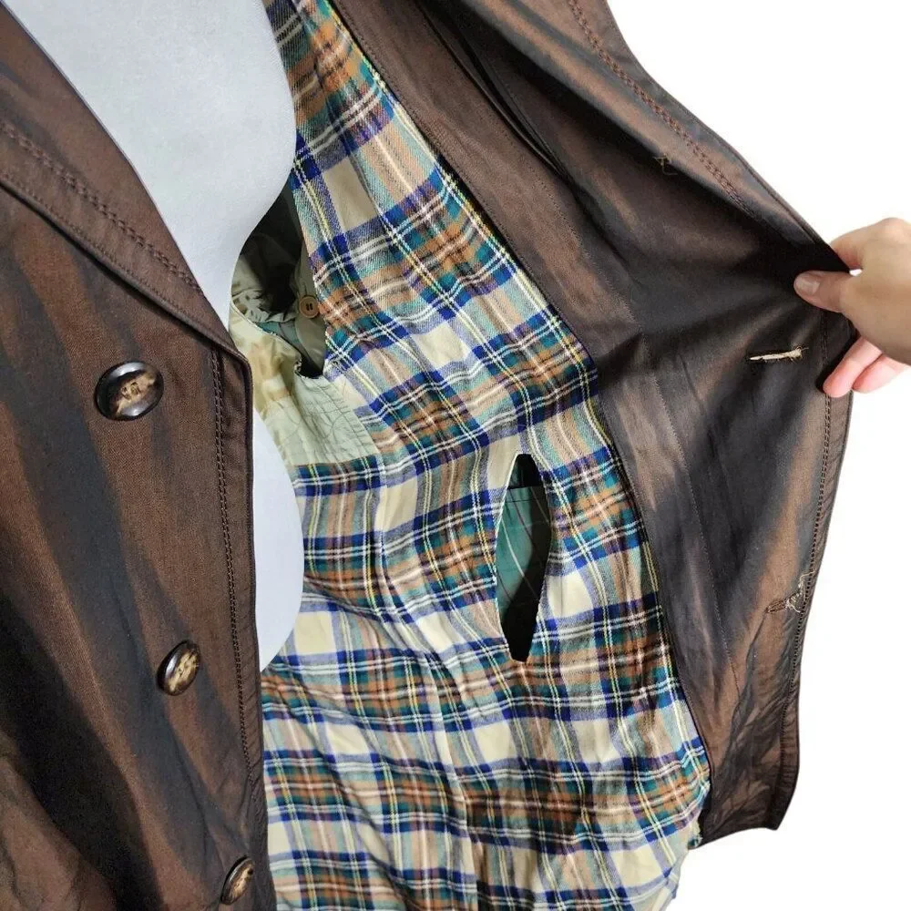 Vintage 80s Arvidssons Overcoat Trench Coat Mens XL Brown Flannel Lined