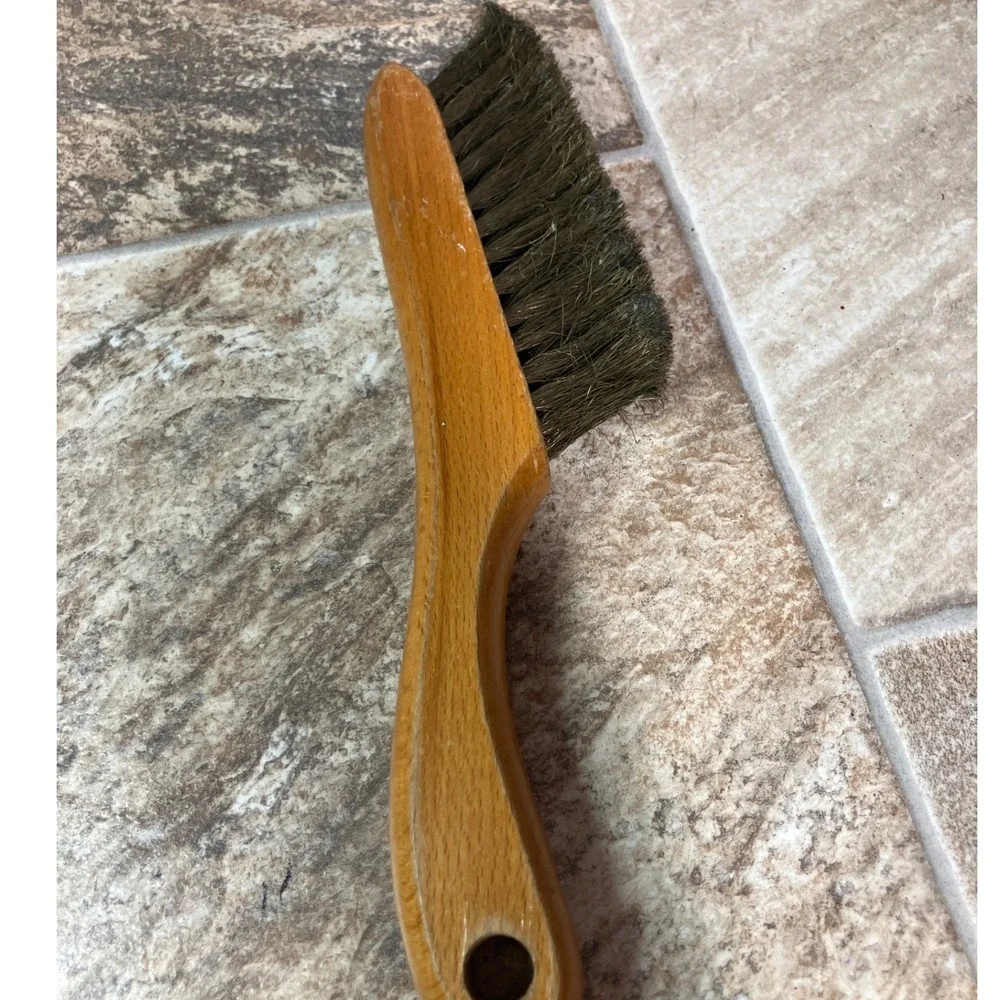 Vintage National Lint-Chaser Wooden Clothes Brush Brown Mid Century Made in USA