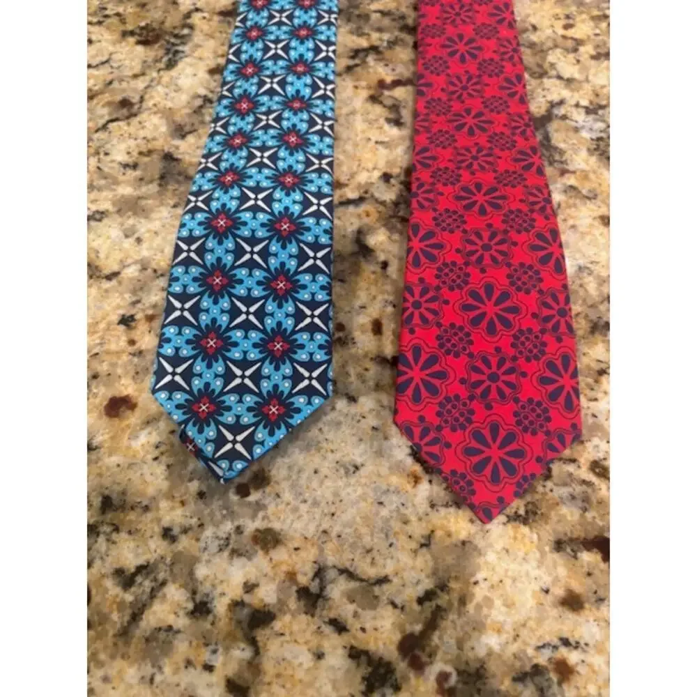 Cantucci Boys Tie Lot of 2 Hand Made 100% Cotton Youth Adjustable 58 Inches