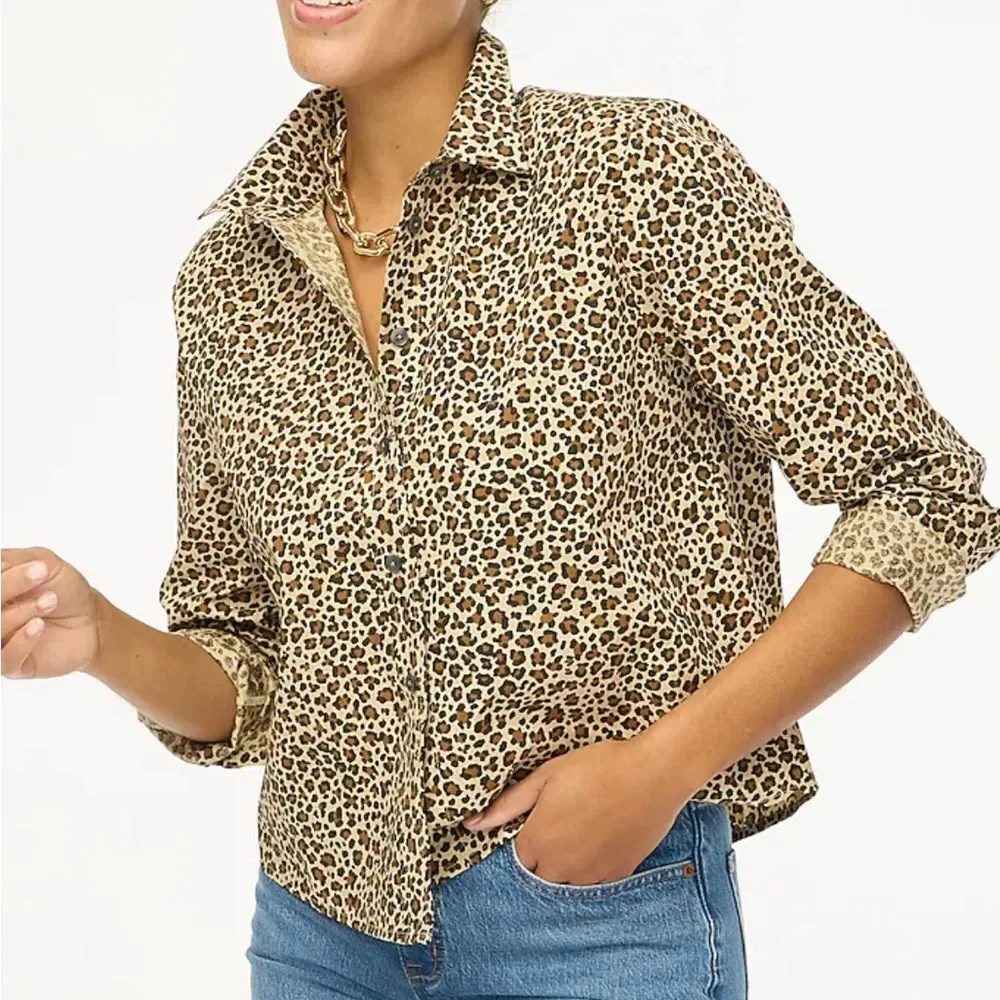 J. Crew Leopard Print Button Down Shirt