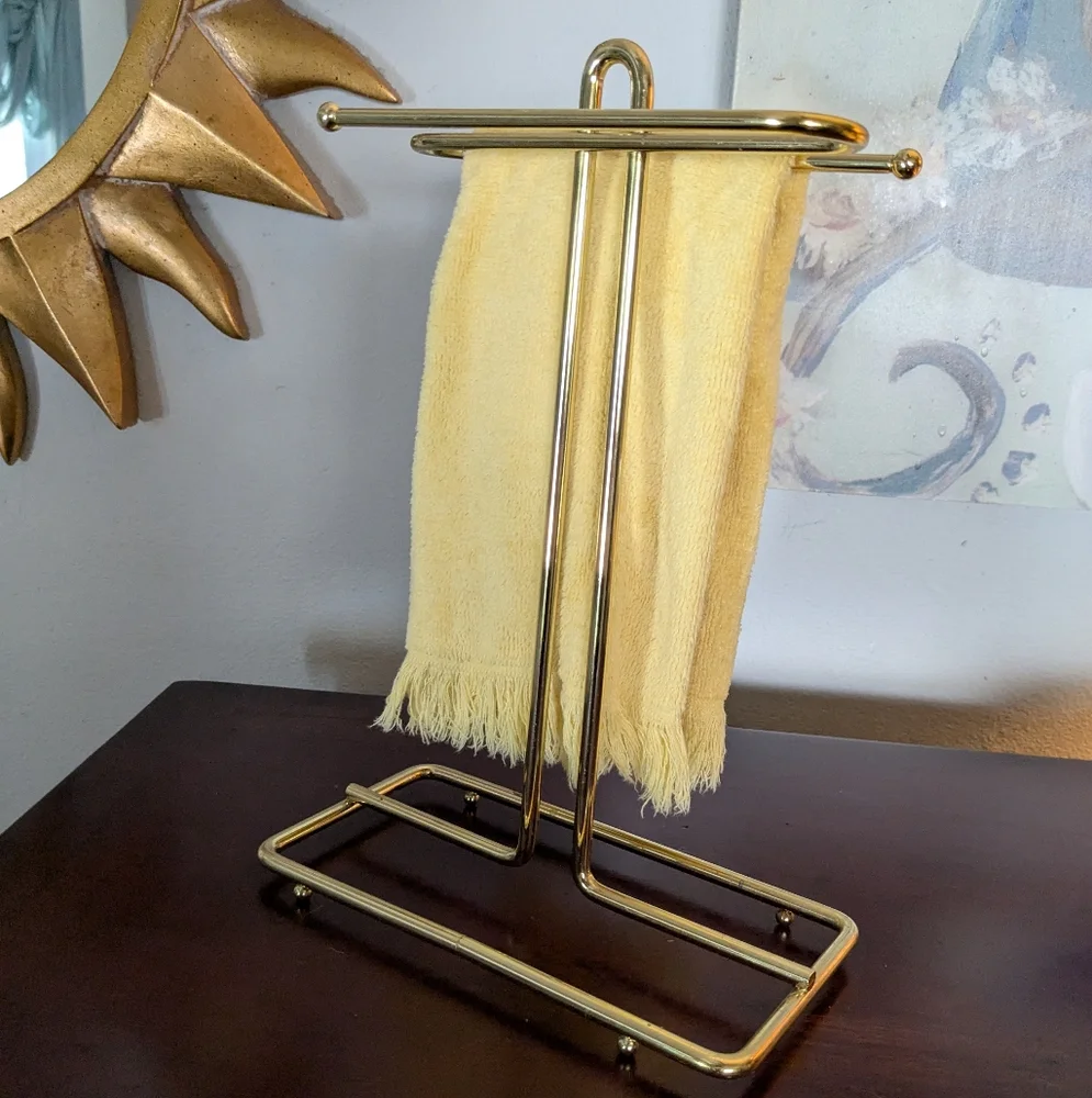 Brass Bath Accessory Tea Towel Counter Top Rack Holder 10