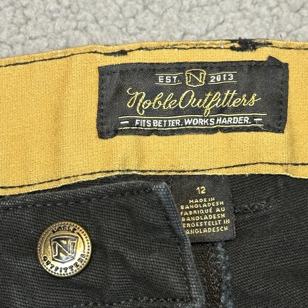 Noble Outfitters Womens Black Canvas Double Front Utility Work Pants Size 12