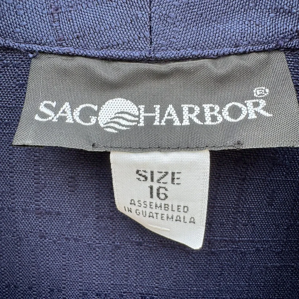 Sag Harbor Vintage 90s Navy Shawl Collar Nautical Textured Jacket Blazer 16