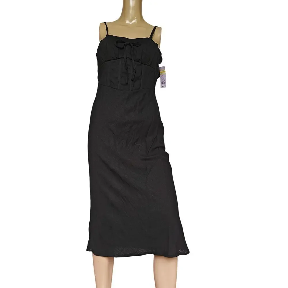Wild Fable Black Midi Dress NWT Adjustable Straps Cottagecore Size 00