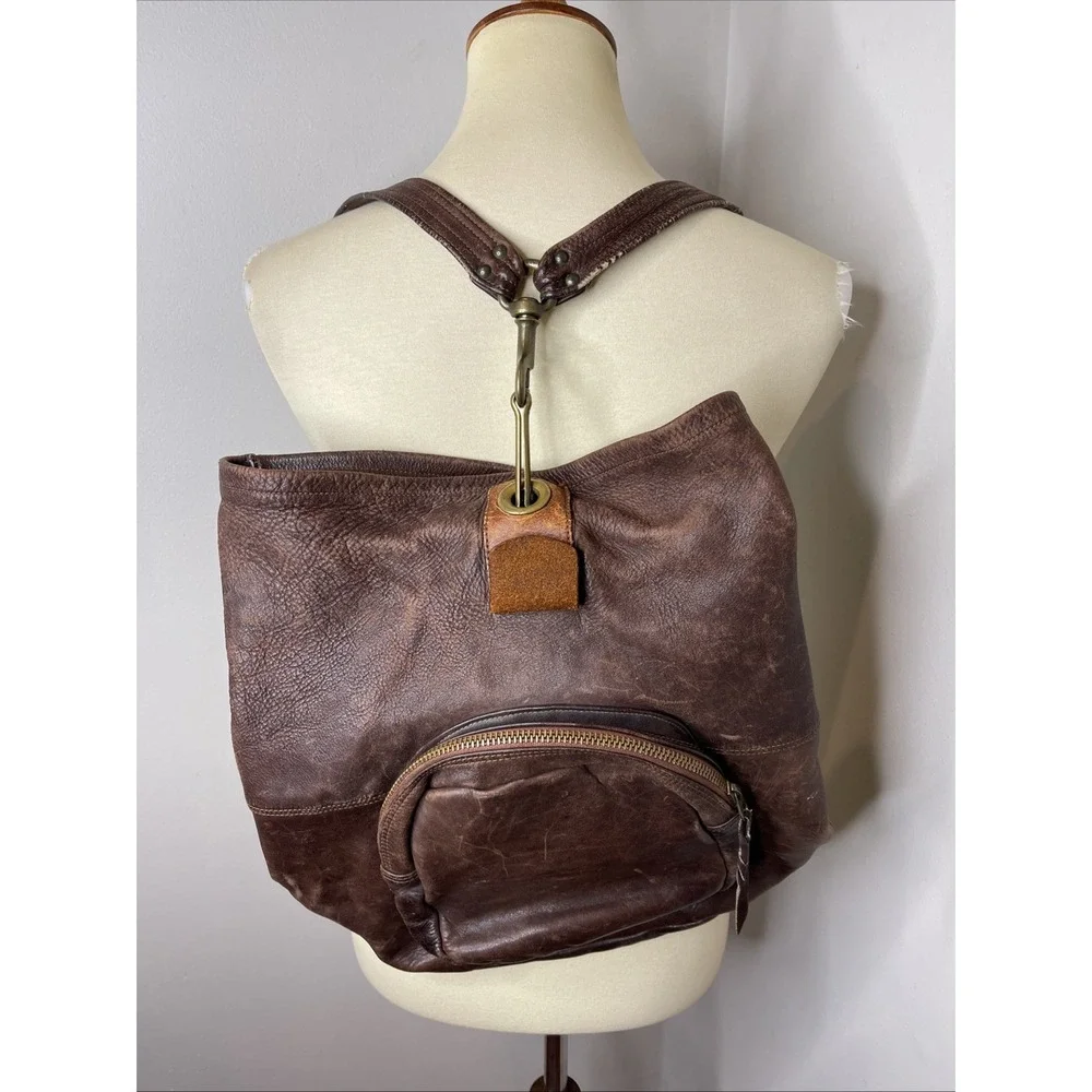 Vintage Brown Leather Talon Zip Backpack