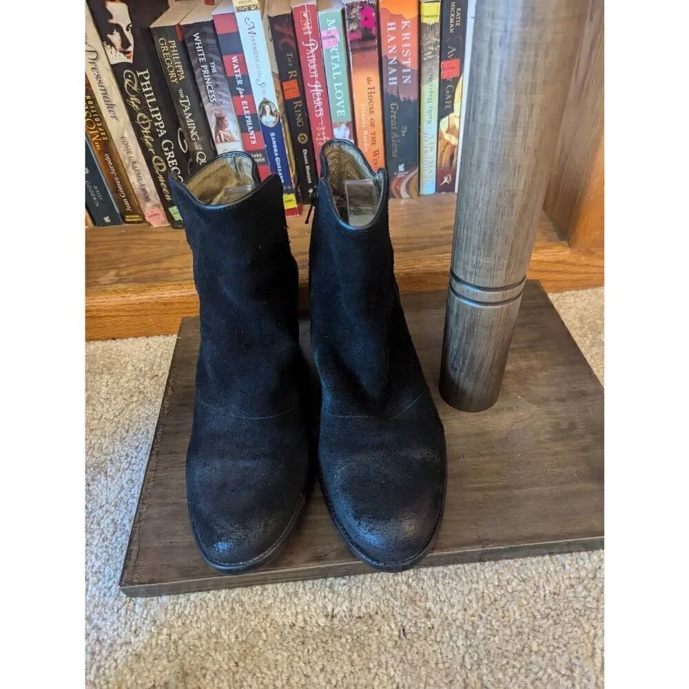 Fly London Women’s Size EU 40 US 10 Black Suede Ankle Booties Boots Heeled