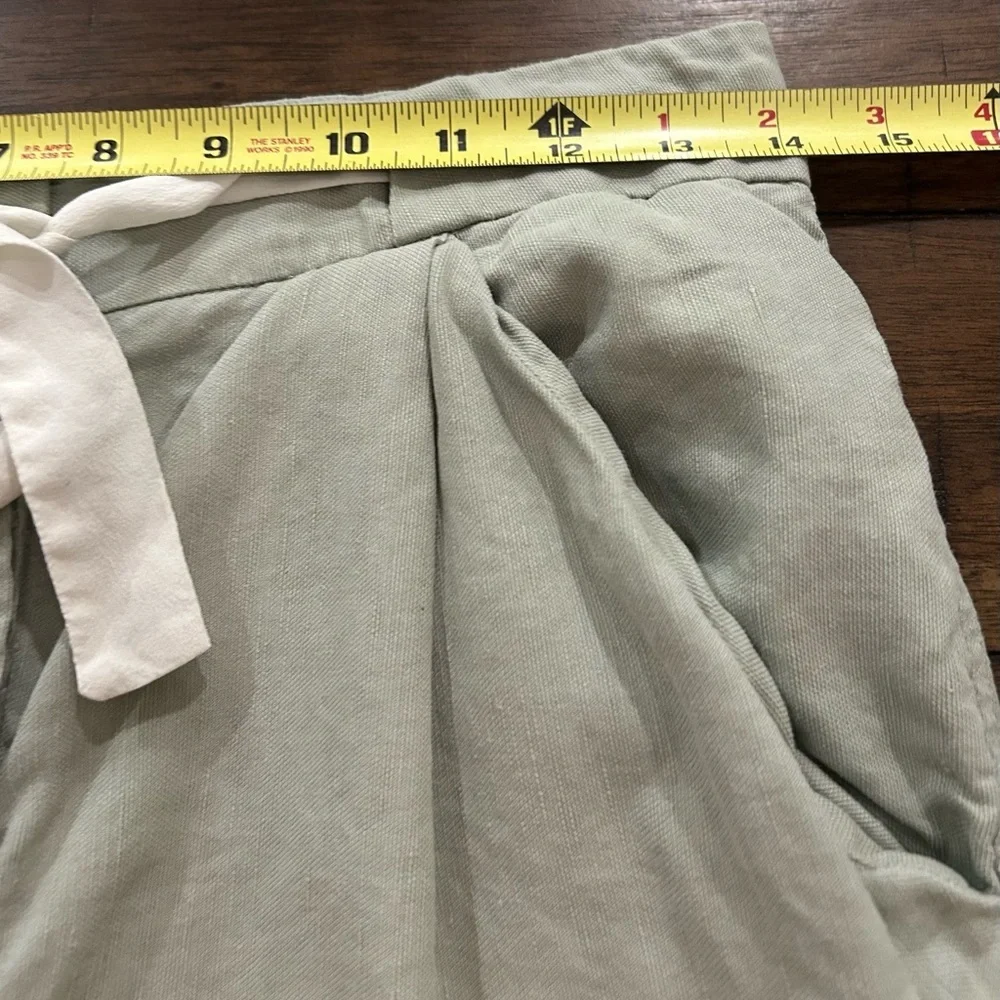 Aritzia Wilfred Pants Allant Sage Green Linen Blend Drawstring Size 4