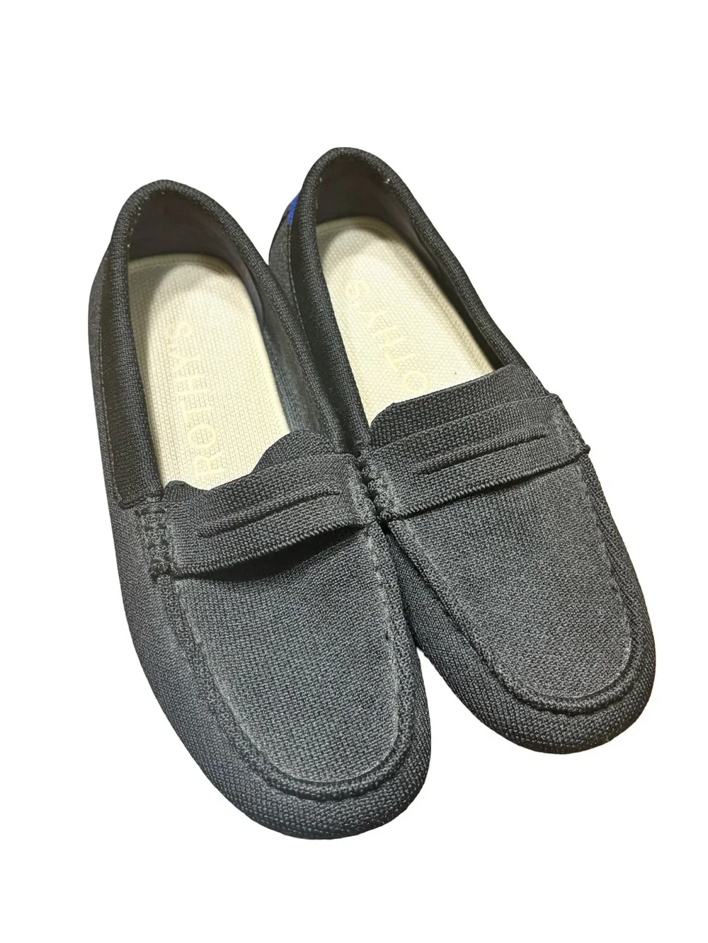 Rothys The Driving Loafer Shoes Womens 6 Black Knit Penny Moc Toe Slip On