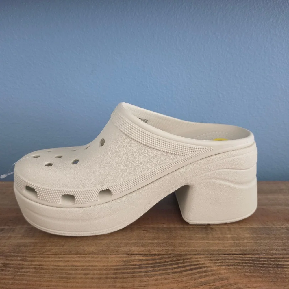 Crocs Mens Siren Clog Bone White Chunky Platform Block Heel Mule Size 9