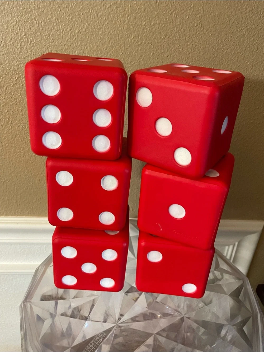 Go To Sports Huge Dice set of 6 Dice Red and White!