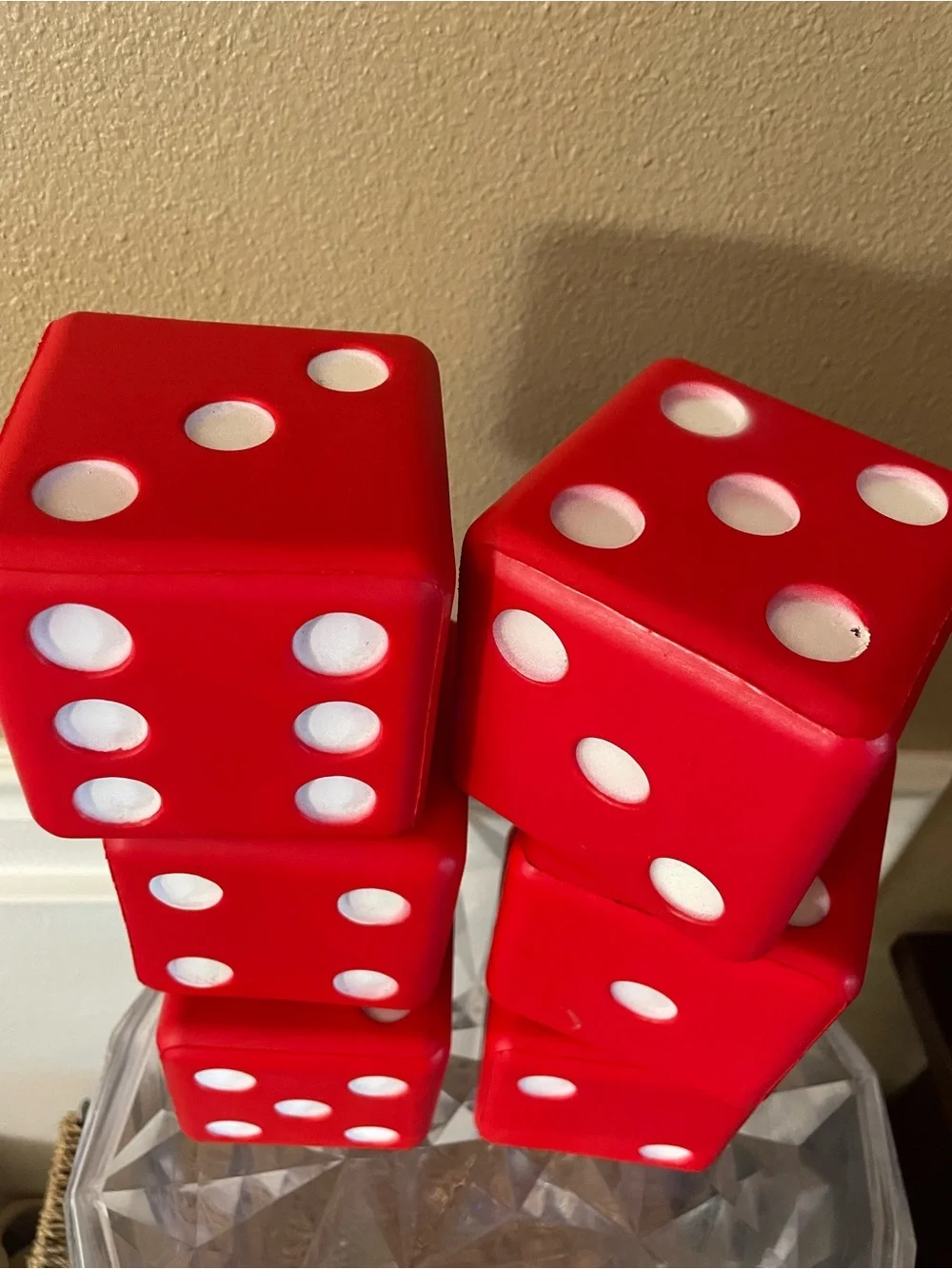 Go To Sports Huge Dice set of 6 Dice Red and White!