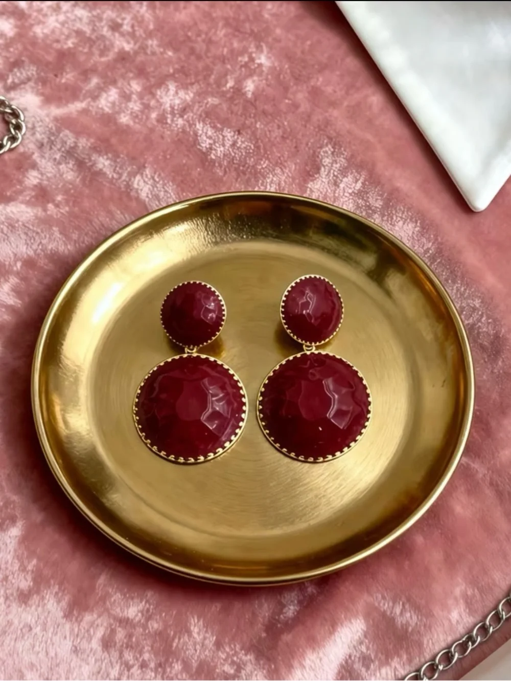 NEW! Light Red Double Disc Statement Earrings - Unbranded. Light Red Earrings 🍷