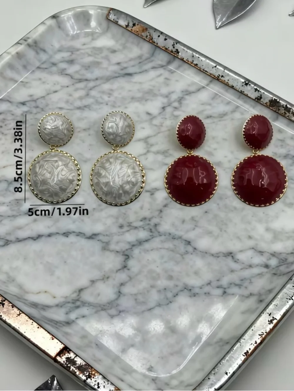 NEW! Light Red Double Disc Statement Earrings - Unbranded. Light Red Earrings 🍷