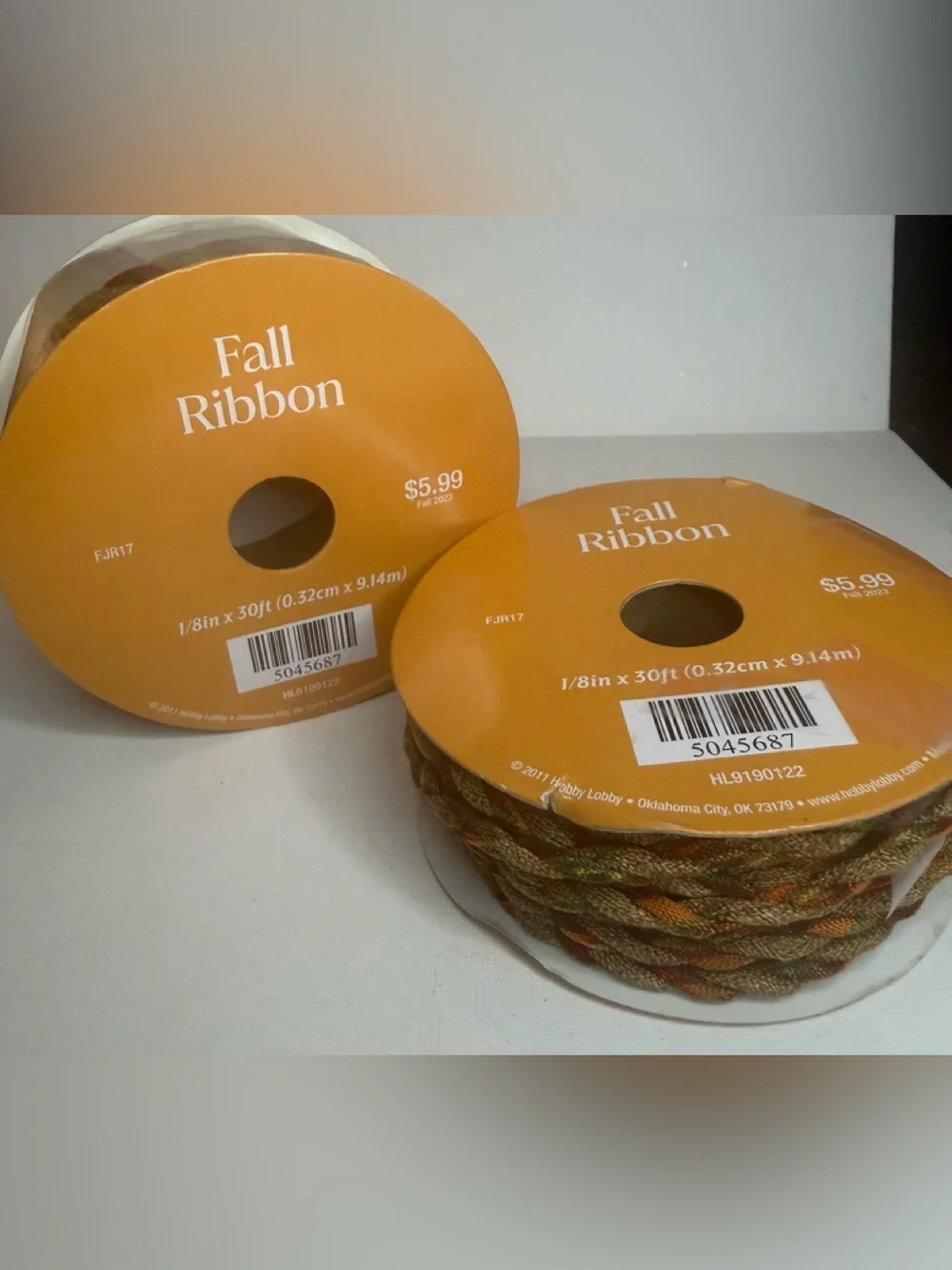 Hobby Lobby Fall Ribbon Garland in Orange, Brown, Green and Burgundy
