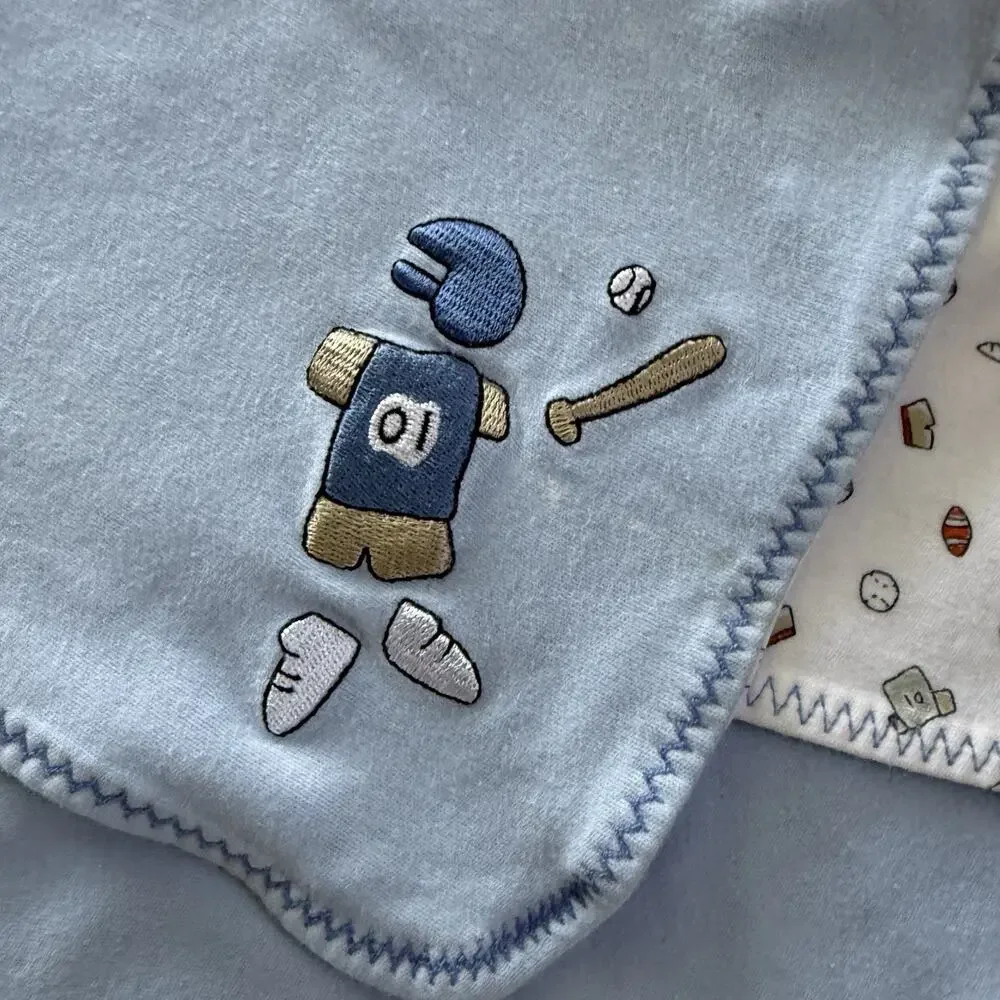 Vintage Baby Boy Gymboree Baby Baseball Sports Blanket Reversible HTF 2001 Lovey