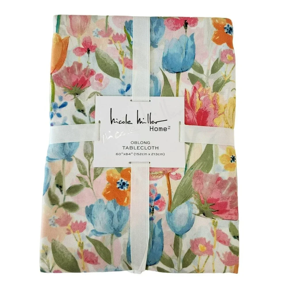 Nicole Miller Pastel Tulips Tablecloth 60x84in Oblong‎