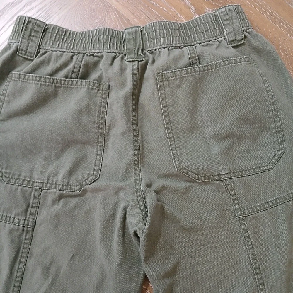 Aeropostale Men Cargo Pants SzS Olive Drawstring Hem Cotton Outdoors Hiking