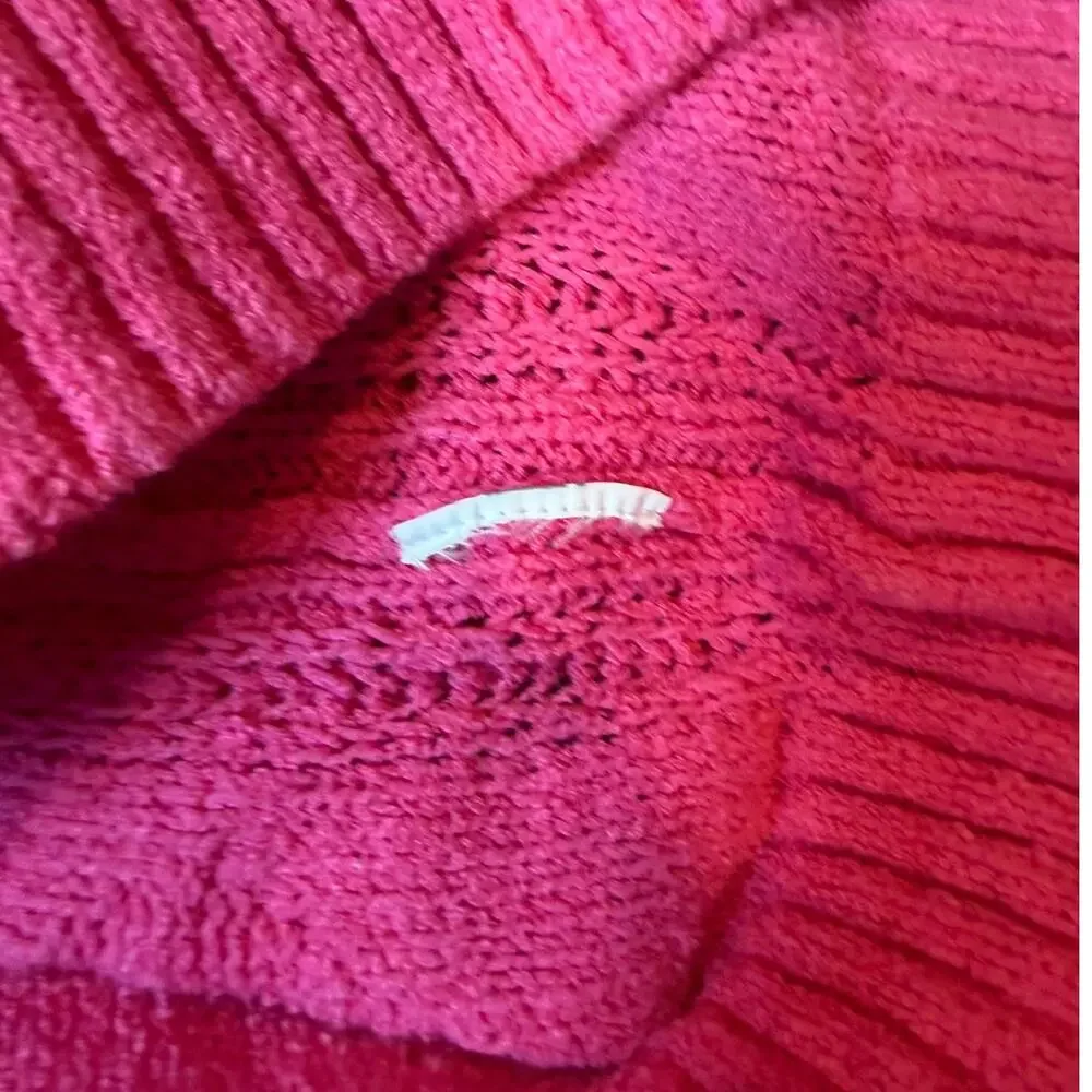 J. CREW Women's Short Sleeve Pointelle Sweater LARGE Pink Bobble Pom Open Knit