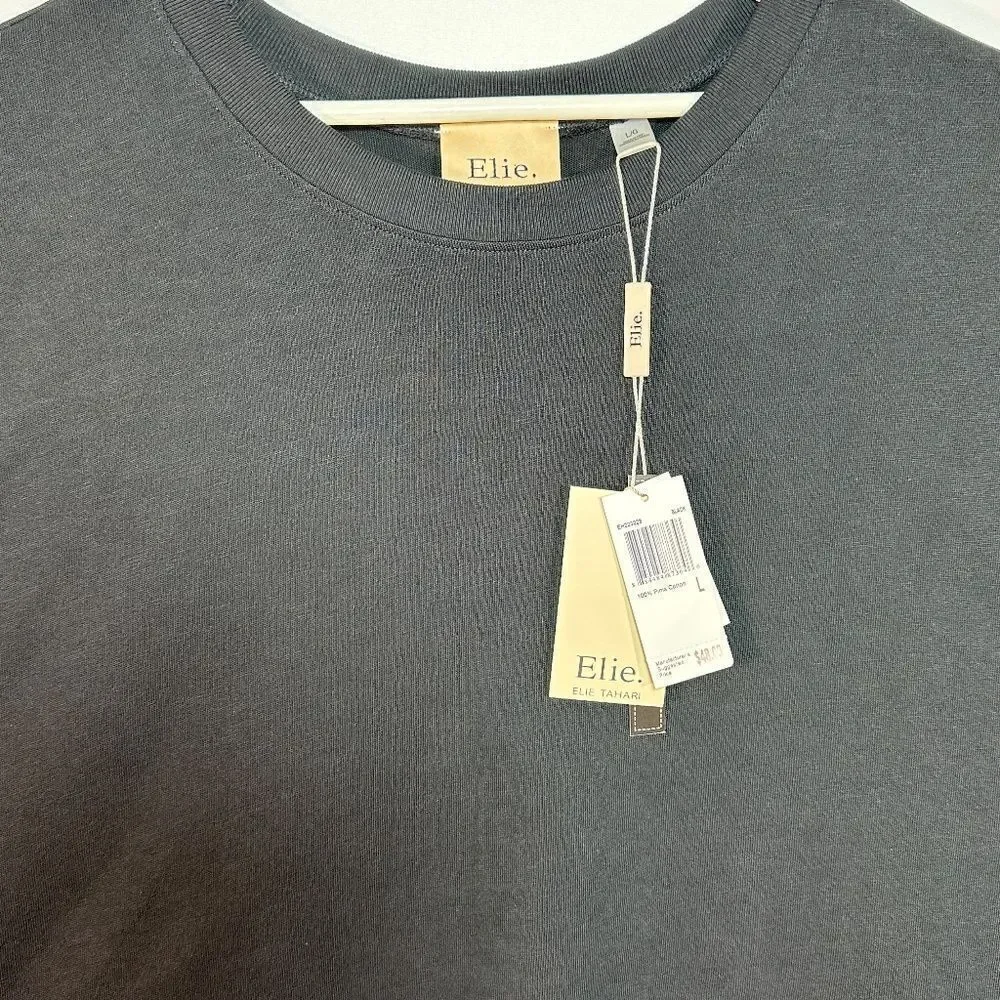 ELIE® TAHARI – SHORT-SLEEVE %100-PIMA TOP — SZ-L (NWT)