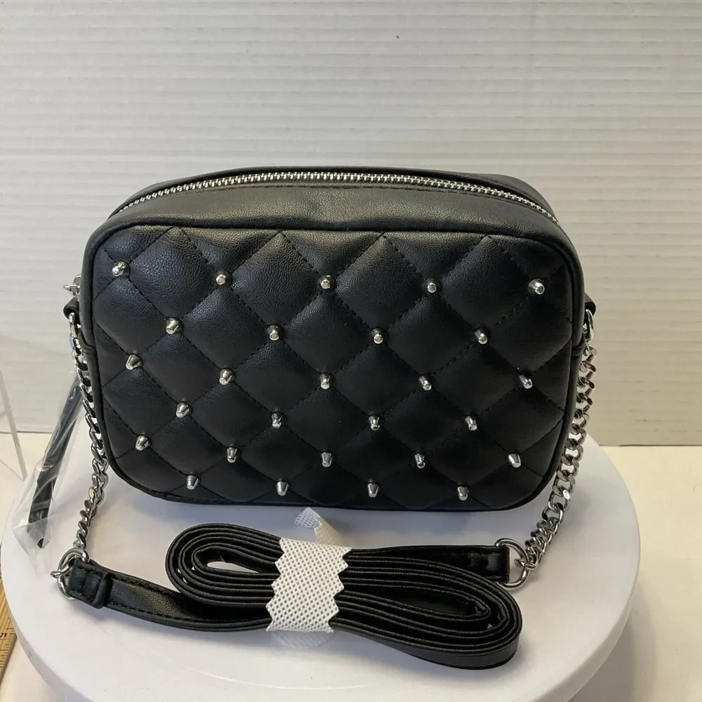 ⚡️ Rebecca Minkoff Top Zip Quilted Studded Crossbody‎ Bag Black 7.5