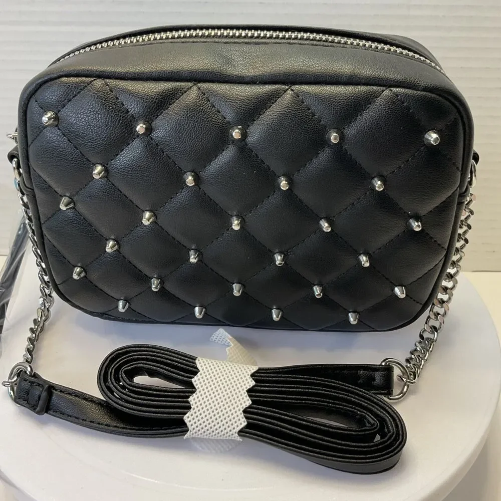 ⚡️ Rebecca Minkoff Top Zip Quilted Studded Crossbody‎ Bag Black 7.5
