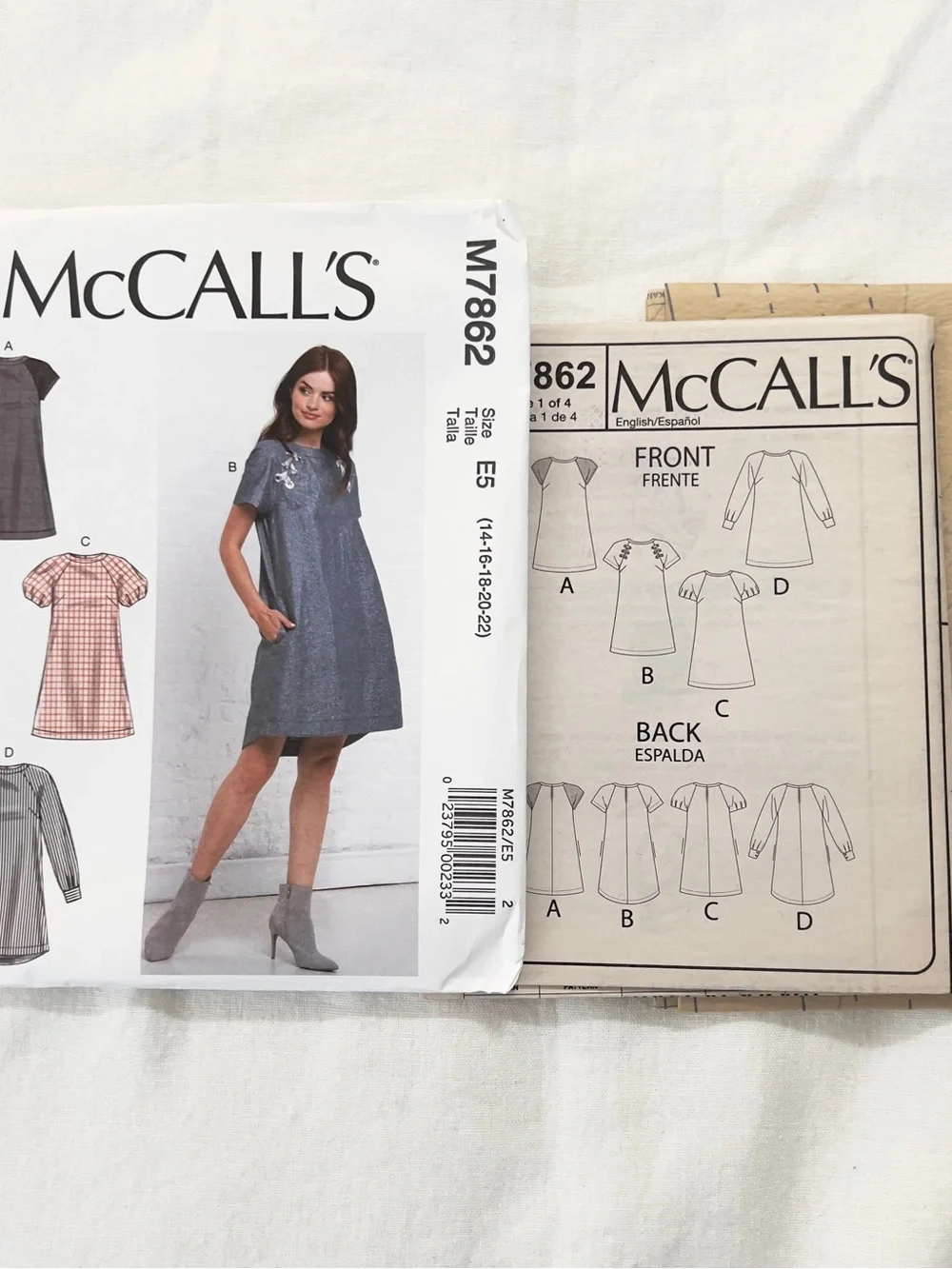 McCall’s M7862 Sewing Pattern Misses Shift Dress Size E5 14-22 Uncut