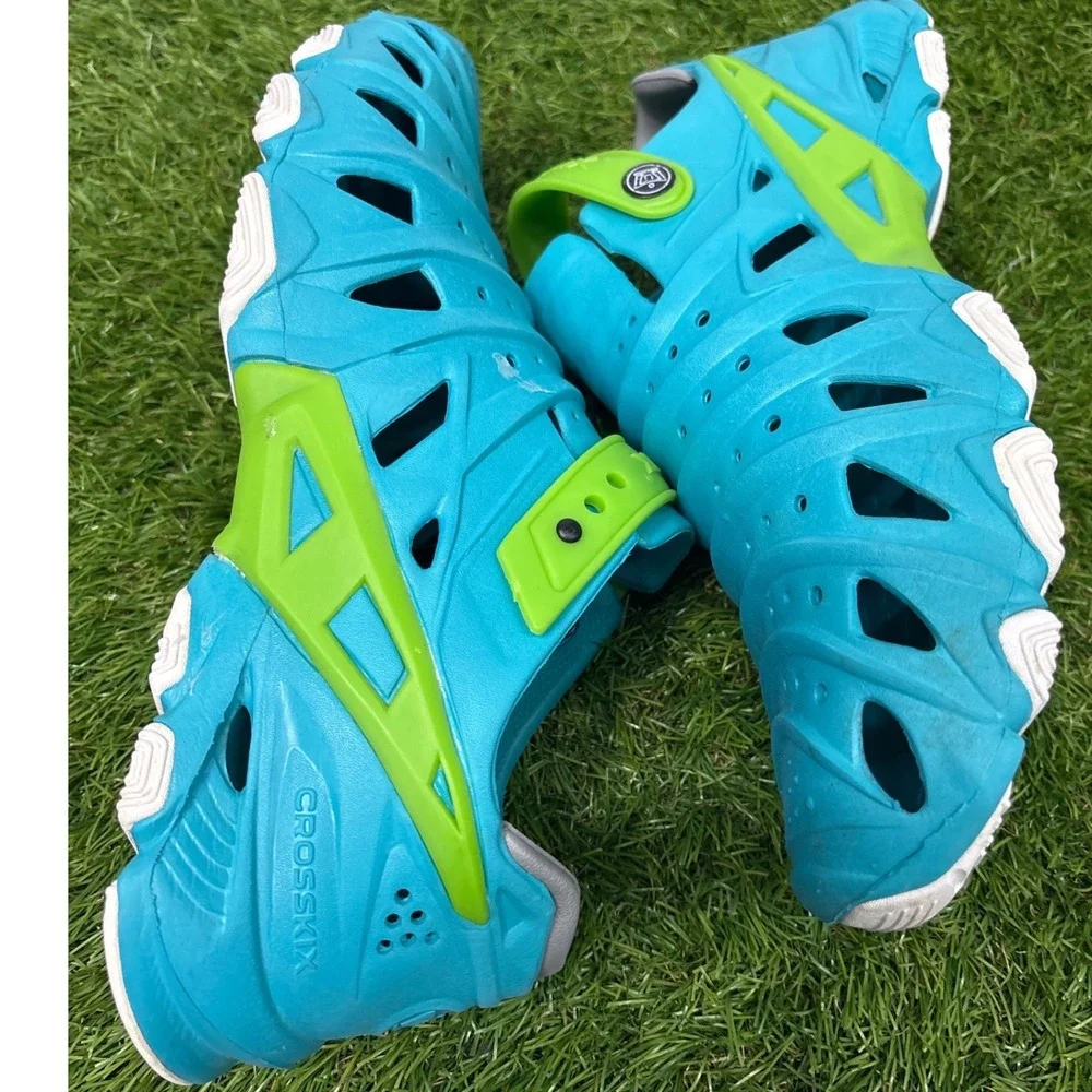 Crosskix 2.0 Water Shoes Mens Size 11 Turquoise‎ Blue Lime Green Good Clogs