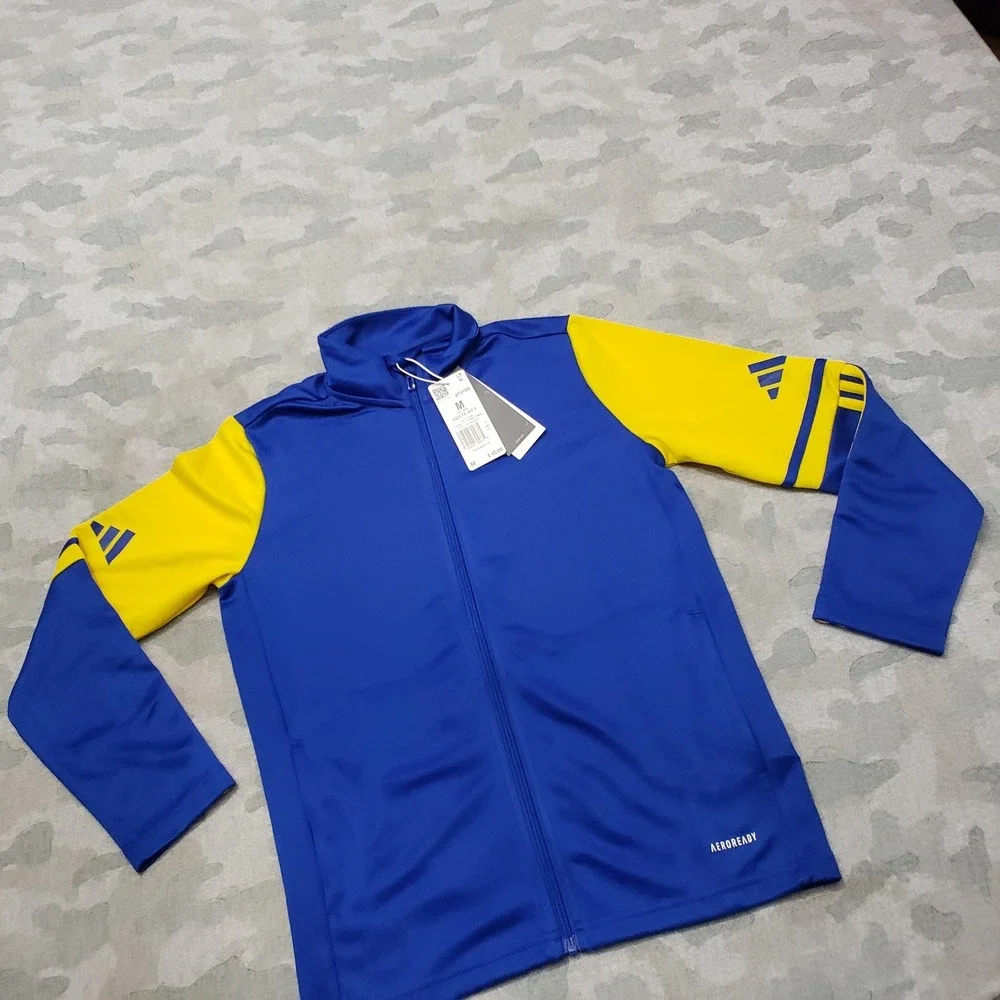 Adidas Windbreaker Track Jacket Youth 11-12Y Blue Full Zip Long‎ Sleeve