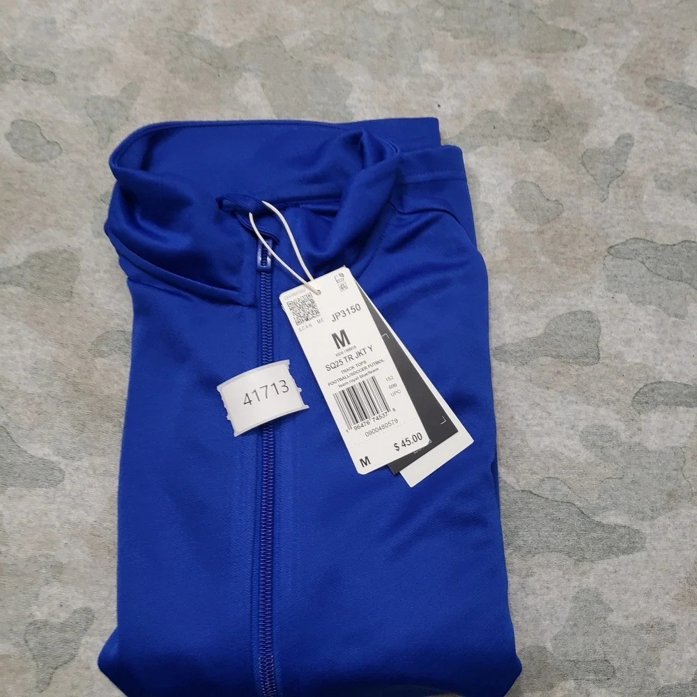 Adidas Windbreaker Track Jacket Youth 11-12Y Blue Full Zip Long‎ Sleeve