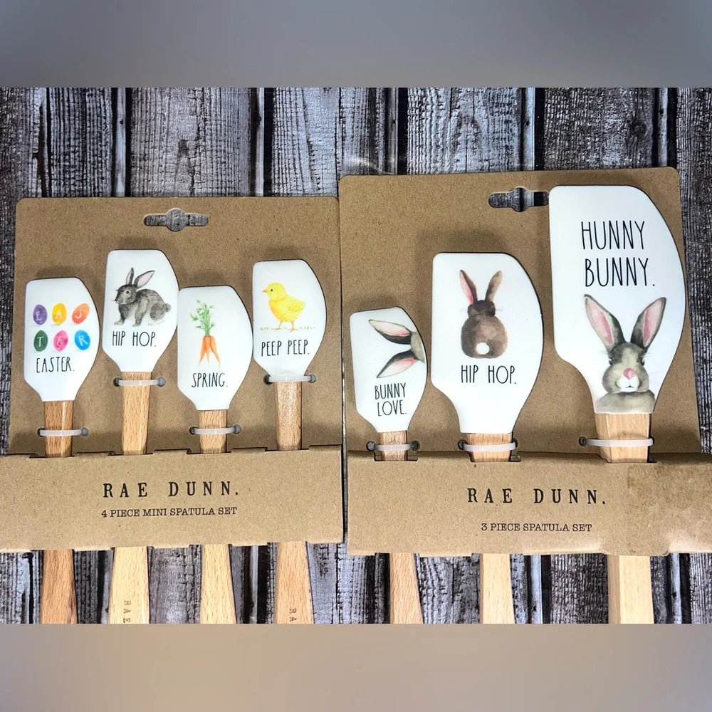 2 Sets (7) Rae Dunn Easter Spatula Sets Hunny‎ Bunny Easter Eggs NEW!