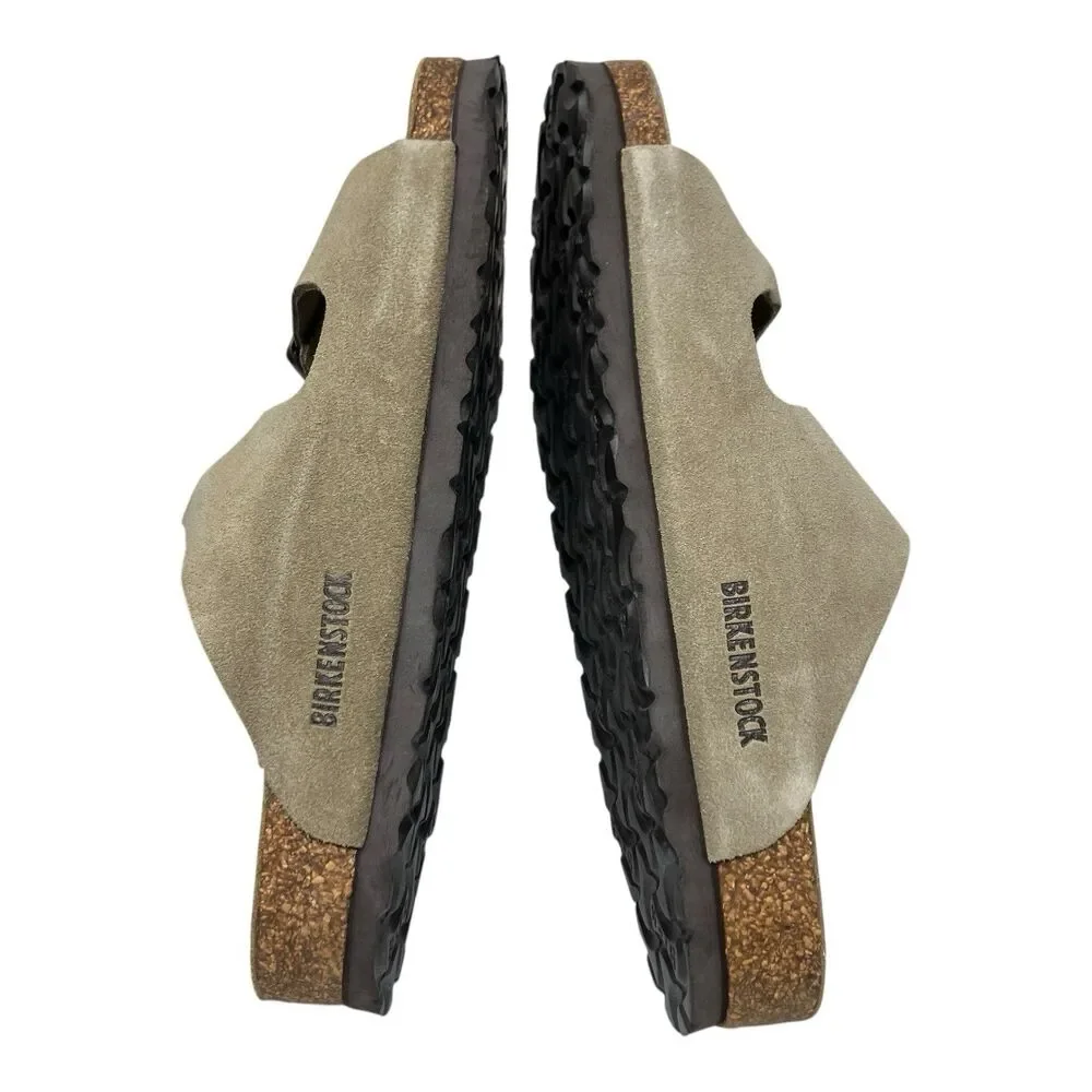Birkenstock Arizona Mens 9 Taupe Suede Soft Footbed Sandals Narrow Fit NWB