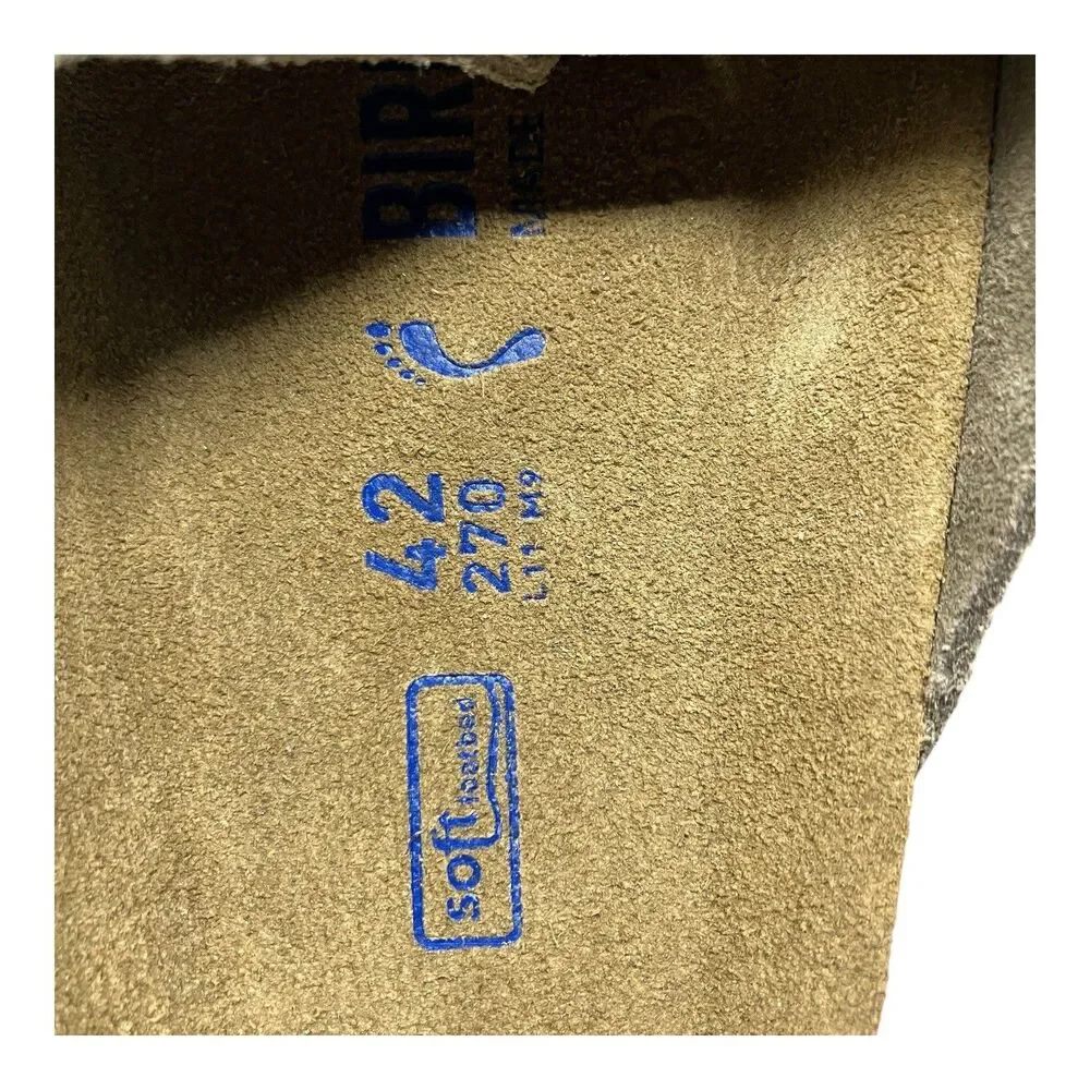 Birkenstock Arizona Mens 9 Taupe Suede Soft Footbed Sandals Narrow Fit NWB