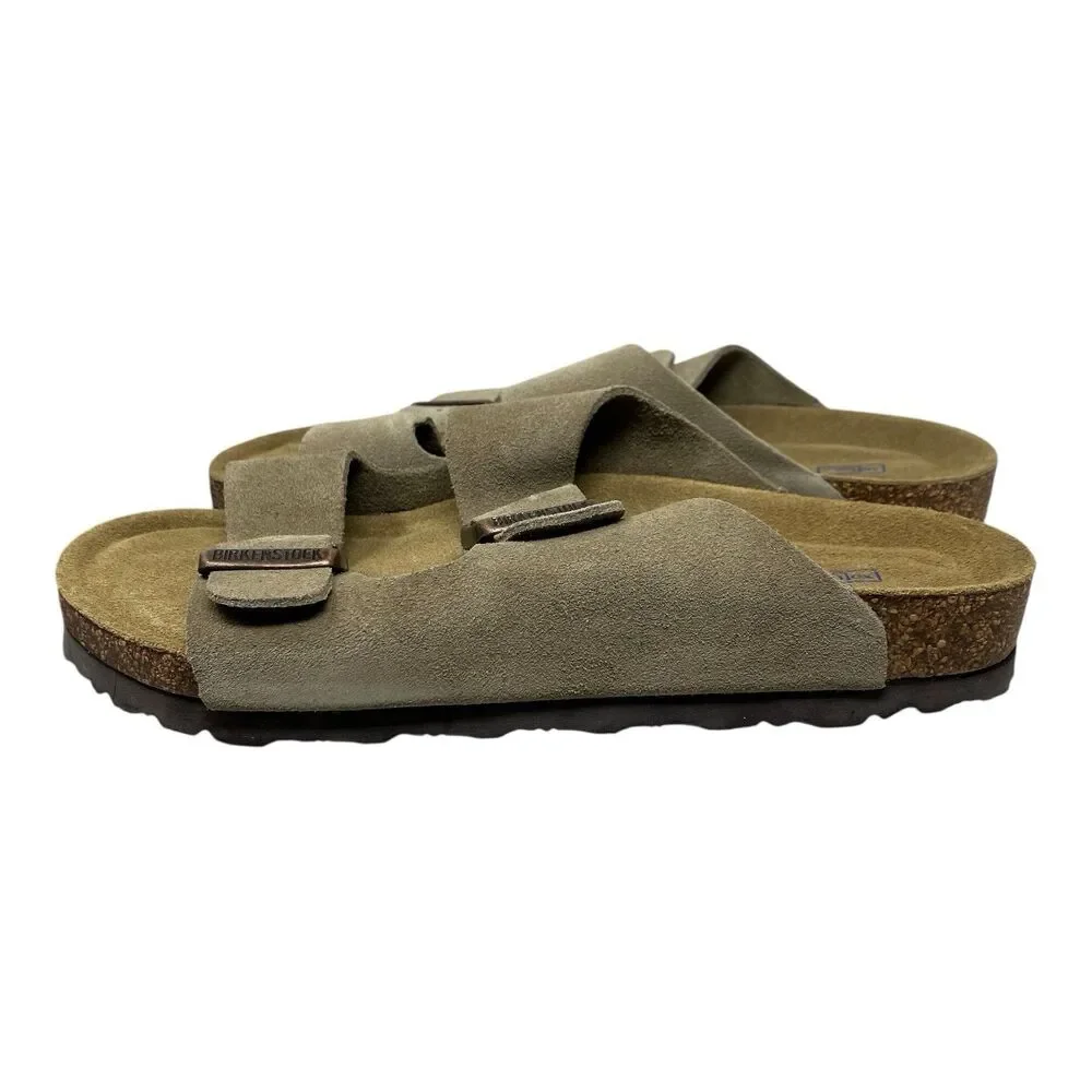 Birkenstock Arizona Mens 9 Taupe Suede Soft Footbed Sandals Narrow Fit NWB