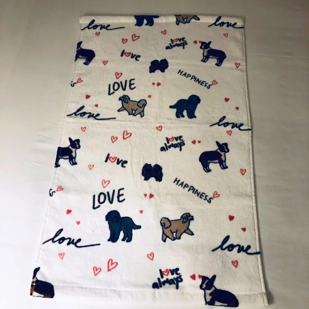 Puppy Love Dog Hearts Whimsical Hand Towel